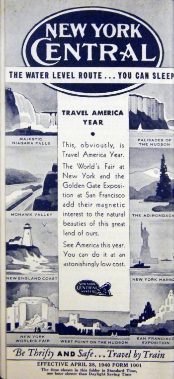 1940 New York Central System Timetable