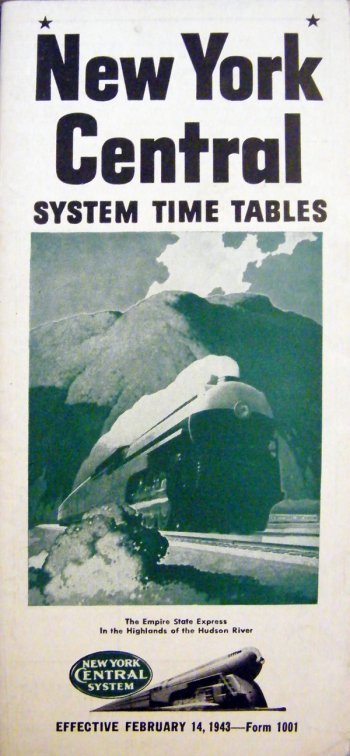 1943 New York Central System Timetable