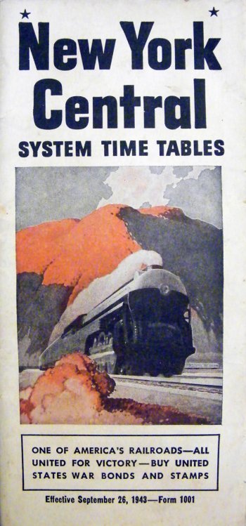 1943 New York Central System Timetable