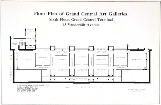 Floor plan of the Grand Central Art Galleries