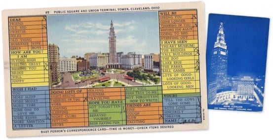 Postcard and matchbook from Union terminal