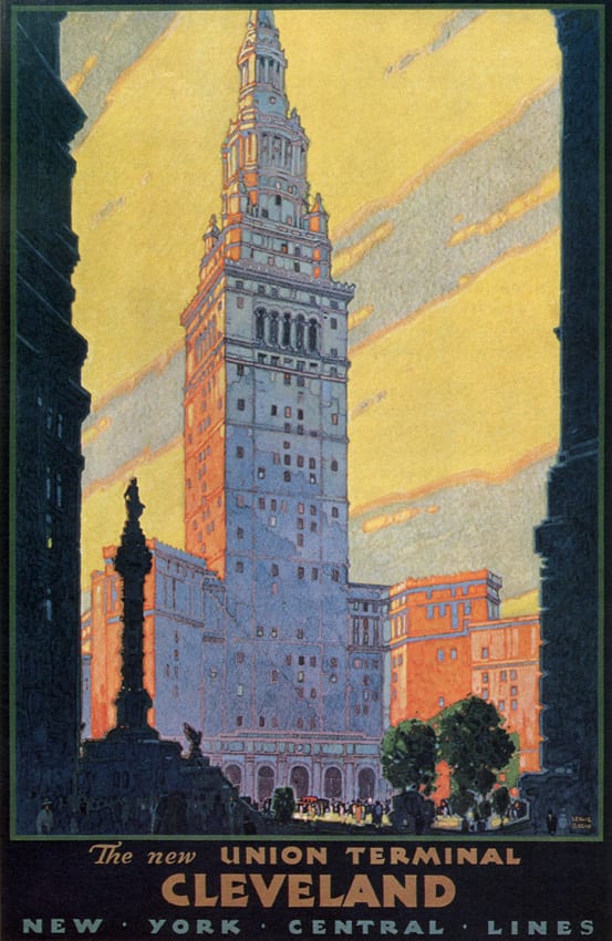 1930 poster of Cleveland Union Terminal by Leslie Ragan