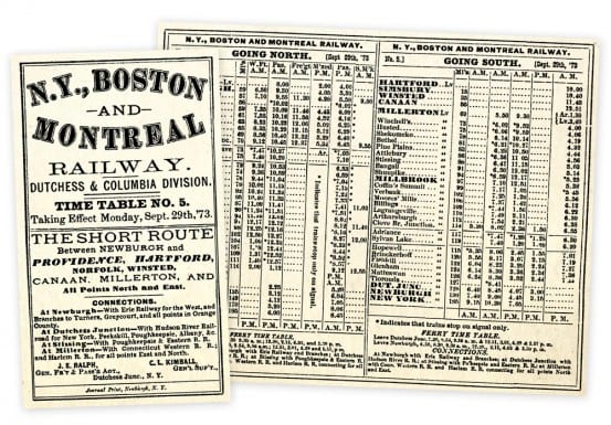 Timetable which shows Lagrange station from 1873