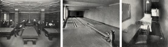 Billiards, Bowling lanes, and a typical bunk room