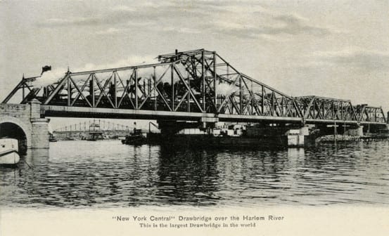 The 1891 swing bridge over the river