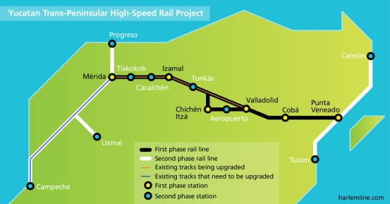 Map of the proposed high speed rail line