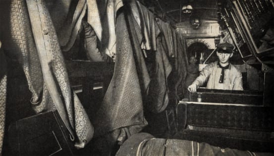 A sleeping car which carried an ill person is prepped for formaldehyde gas treatment