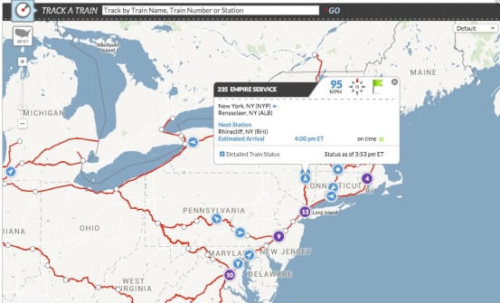 Amtrak's live train tracker