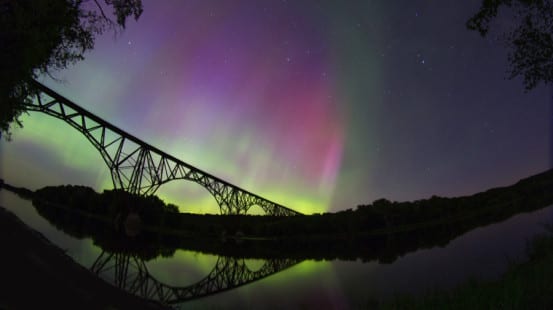 Northern Lights over the Midwest's High Bridge