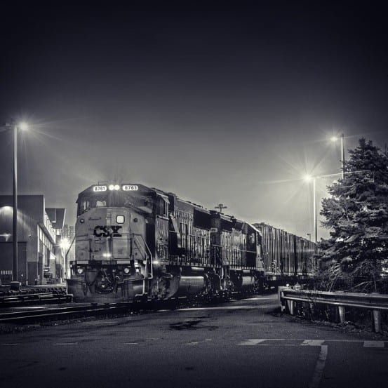 The evening CSX garbage train waits at Highbridge after coming on to the Hudson Line from the Oak Point Link