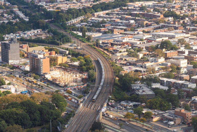 The Long Island Rail Road crosses over Queens Boulevard