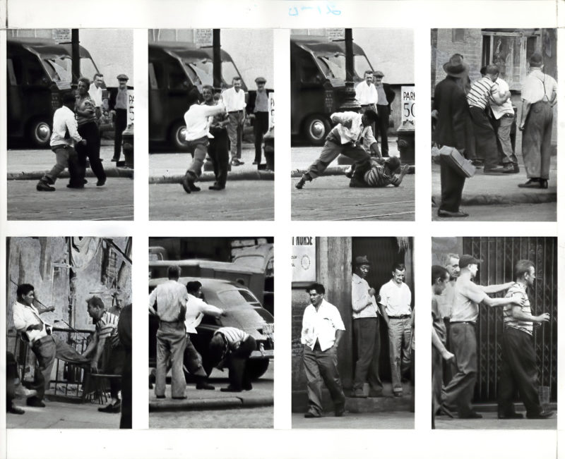 7/1952 - A sequence of photos detail a street fight