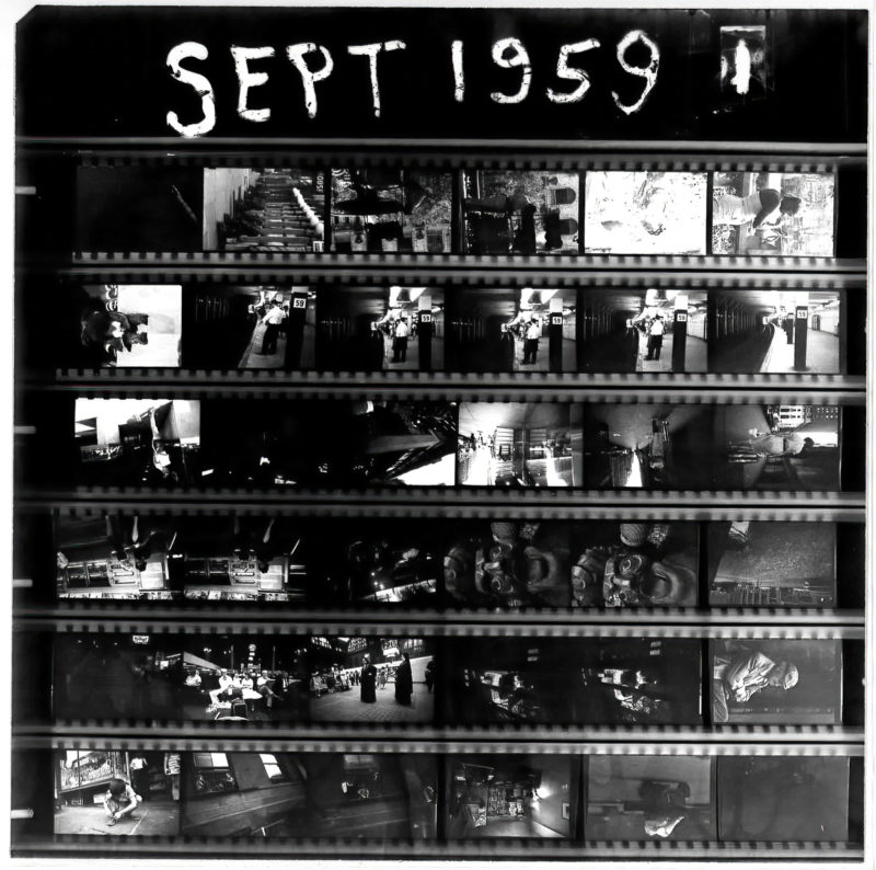 9/1959 - An example of a contact sheet. Photographs include the 59th Street subway and Pennsylvania Station